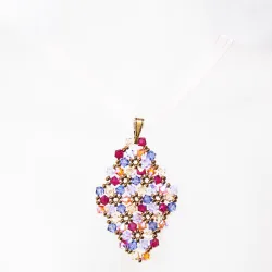 Pendant 65cm - Terence Rhombus M-Salmon Organza - Pendant 65cm - Laiton bronze